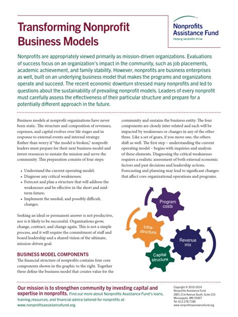Transforming Nonprofit Business Models .